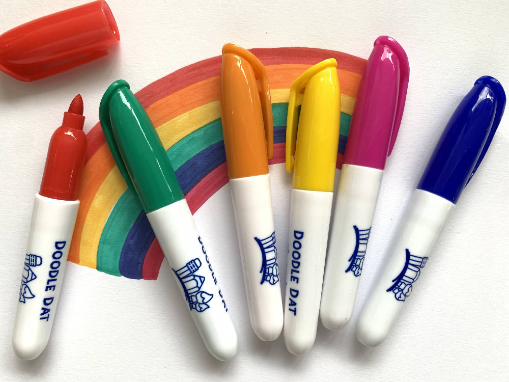 Doodle Dat Pack of 6 mini markers for use with Reusable Silicone Colouring mats by Erda Ally - WERONE