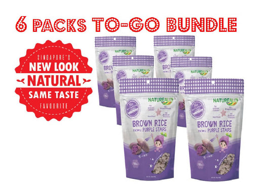 Value Pack Of 6x30g NATUREALLY™ Brown Rice On The Go Puff Purple Stars (No Sugar, Salt and MSG Added) - WERONE