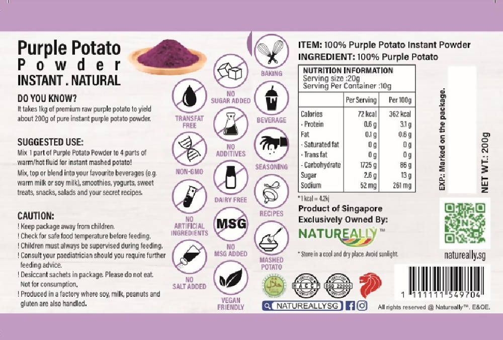 Double Goodness NATUREALLY™ Purple Potato and Sweet Potato Instant Powder (No Sugar, Salt and MSG Added) 200g - WERONE