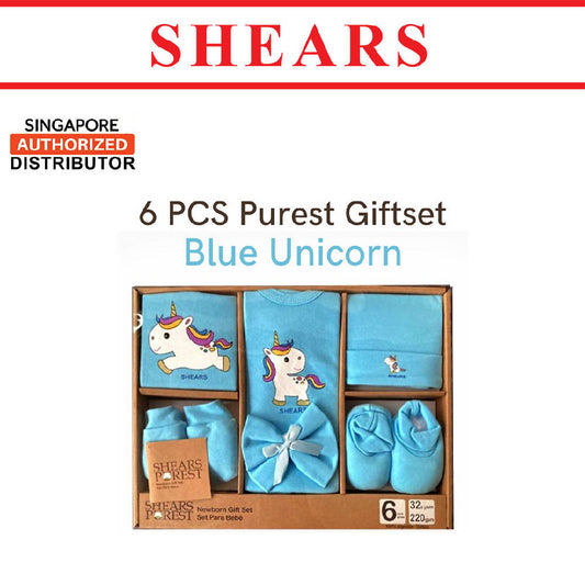 Shears Purest Gift Set 6pc Baby Gift Set Blue Unicorn - WERONE