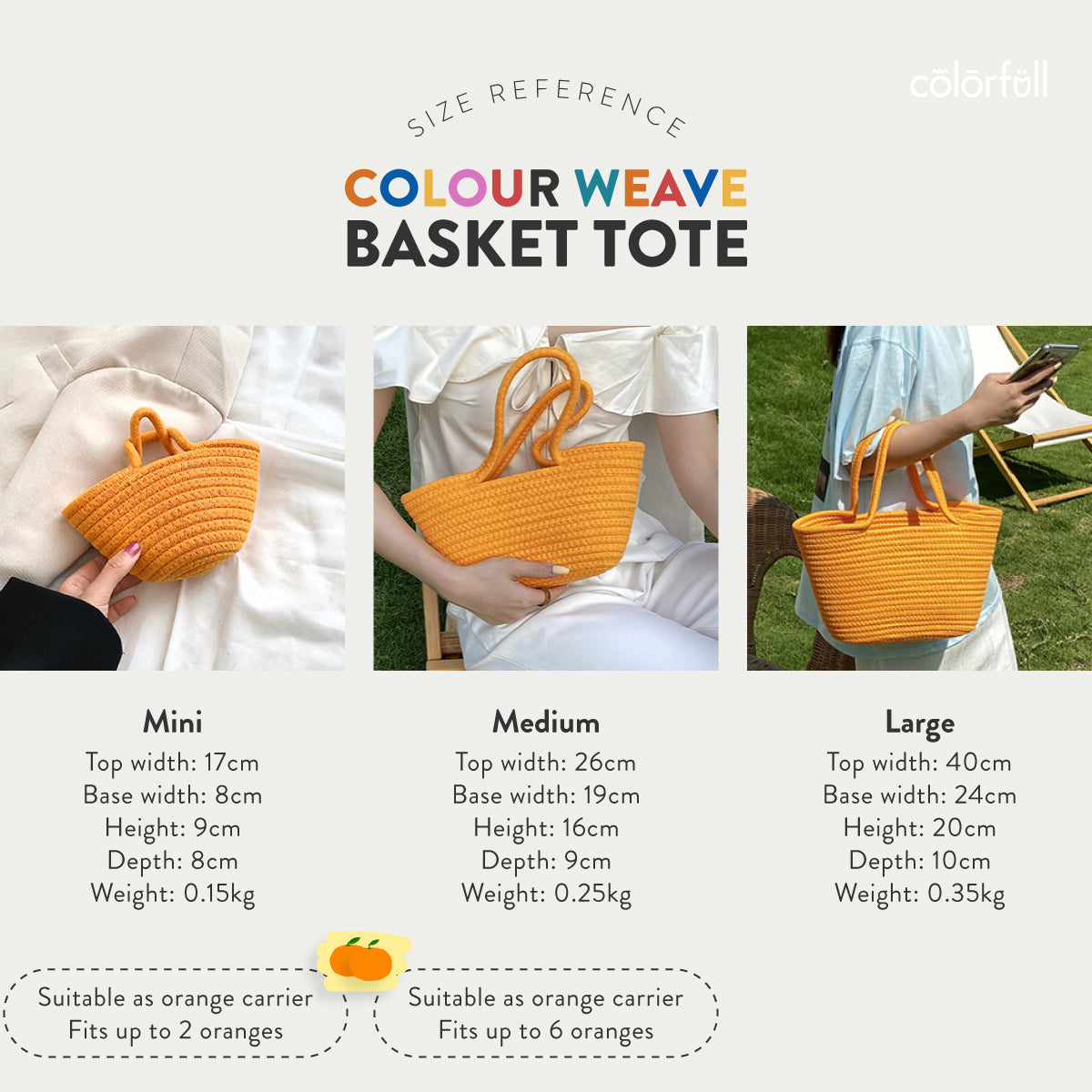 (Medium) Colour Weave Basket Tote
