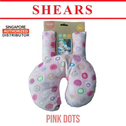Shears Baby Neck Support Pillow and Seat Belt Covers PINK DOTS - WERONE