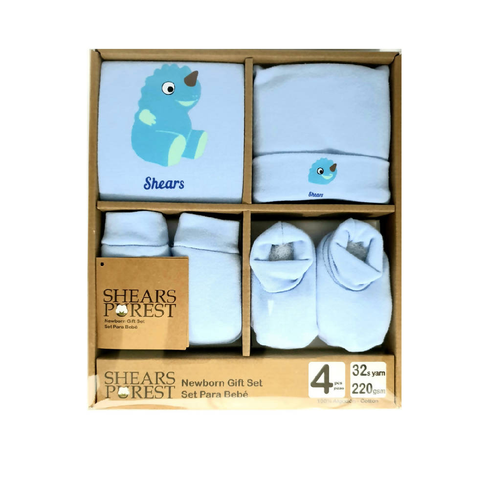Shears Purest Gift Set 4 PCS Baby Gift Set Blue Dino SGP4BD - WERONE