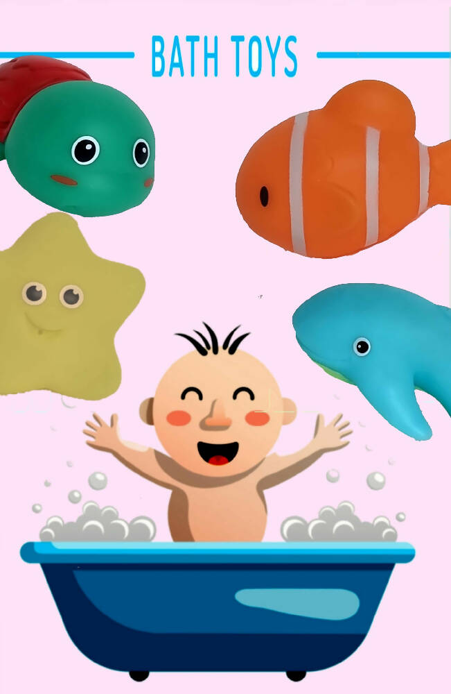 Shears Baby Toy Toddler Bath Toy 4 PCS RUBBER SEA ANIMAL - WERONE