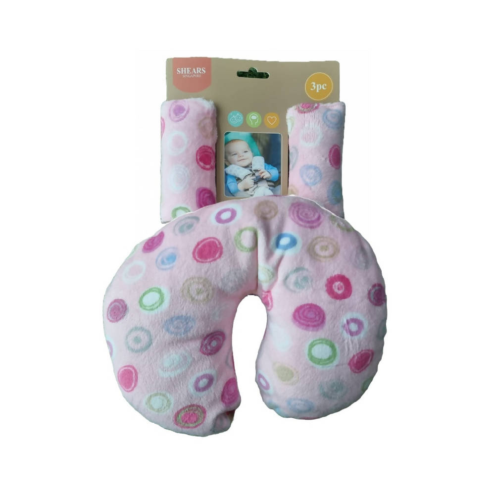 Shears Baby Neck Support Pillow and Seat Belt Covers PINK DOTS - WERONE