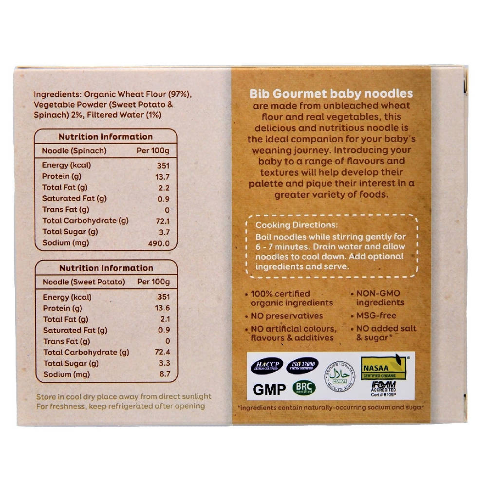 Bib Gourmet Organic Spinach & Sweet Potato Baby Noodles (30g x 8) - WERONE