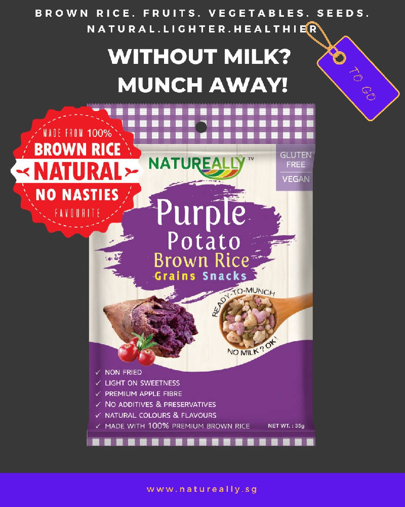 Gluten Free NATUREALLY™ Brown Rice and Purple Potato Grains Snacks Cereal 35g - WERONE