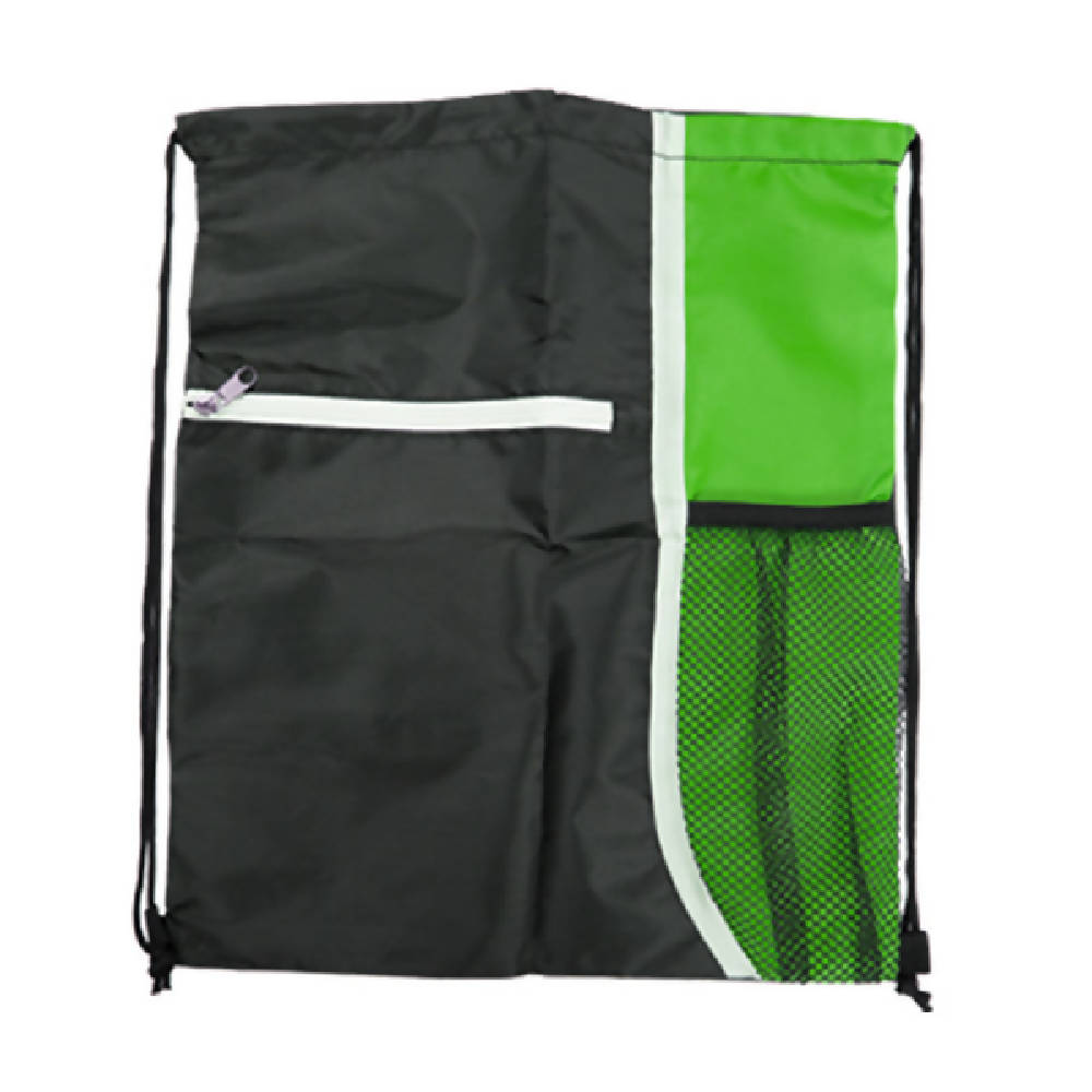 Adventure World Drawstring Bag With Pocket And Side Netting (Green) - WERONE