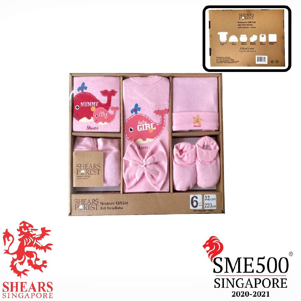 Shears Purest Gift Set 6pcs Baby Gift Set Pink Whale SGP6PW - WERONE