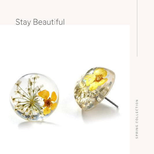 Yellow Dried Flowers Acrylic Earrings - WERONE