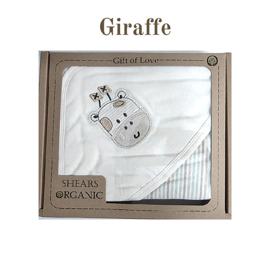 Shears Hooded Blanket Organic Baby Hooded Blanket Giraffe SOGBKGIRAFFE - WERONE