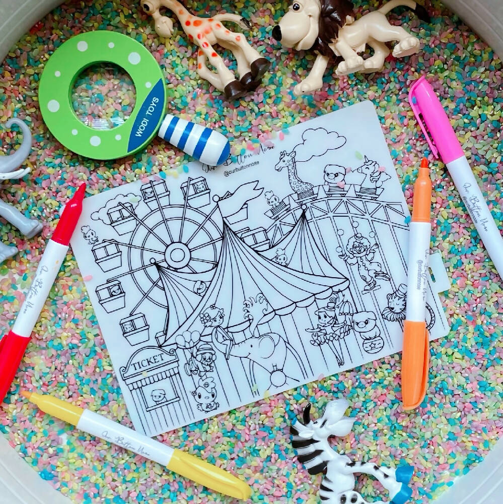 Party Packs Reusable Silicone Colouring Mats (Our Button Nose) - WERONE